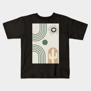 Boho abstract cactus mid century modern art Kids T-Shirt